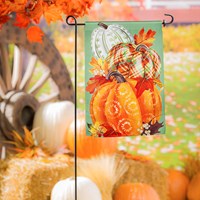 Painted Fall Pumpkins Suede Garden Flag