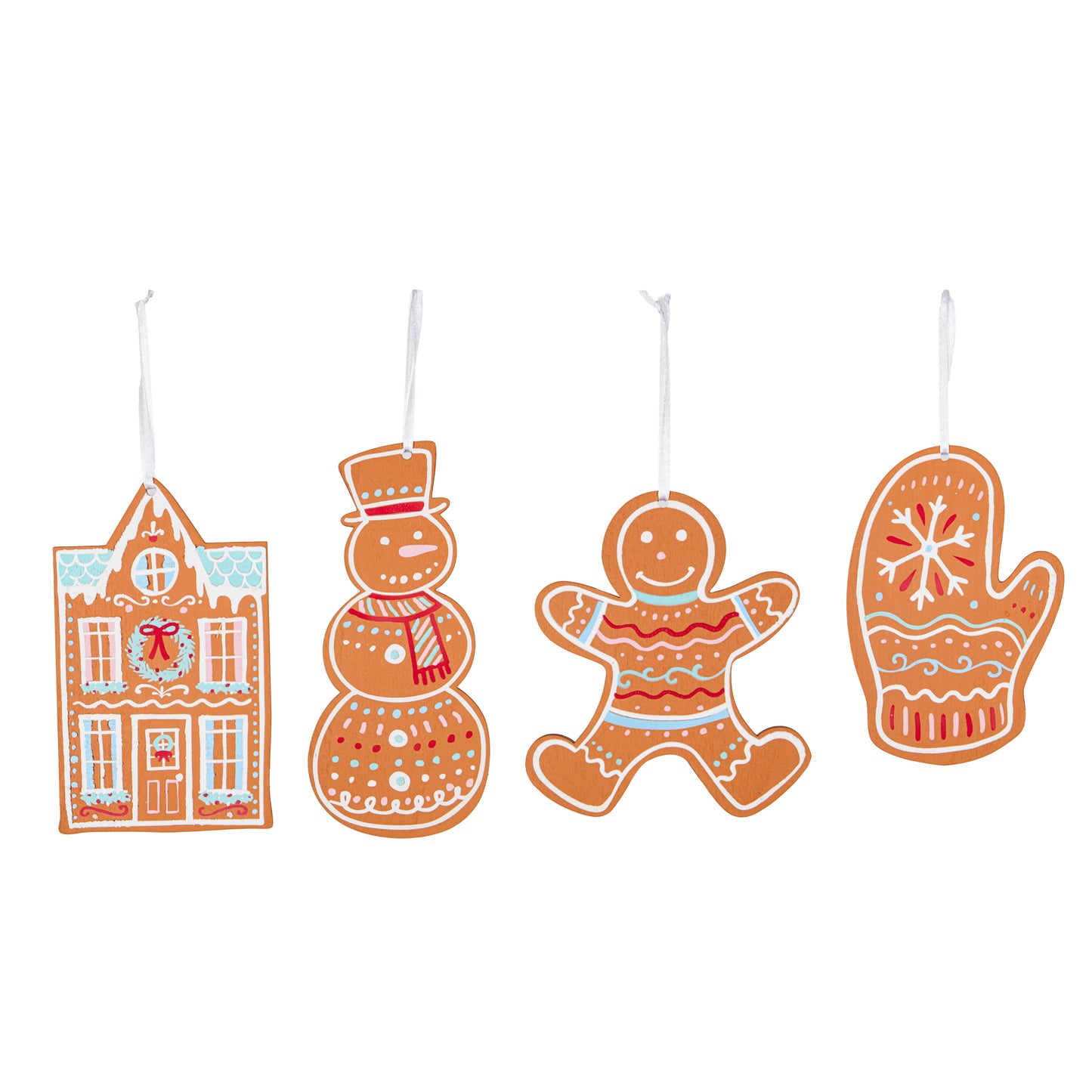 Wood Gingerbread Ornaments with Icing Details