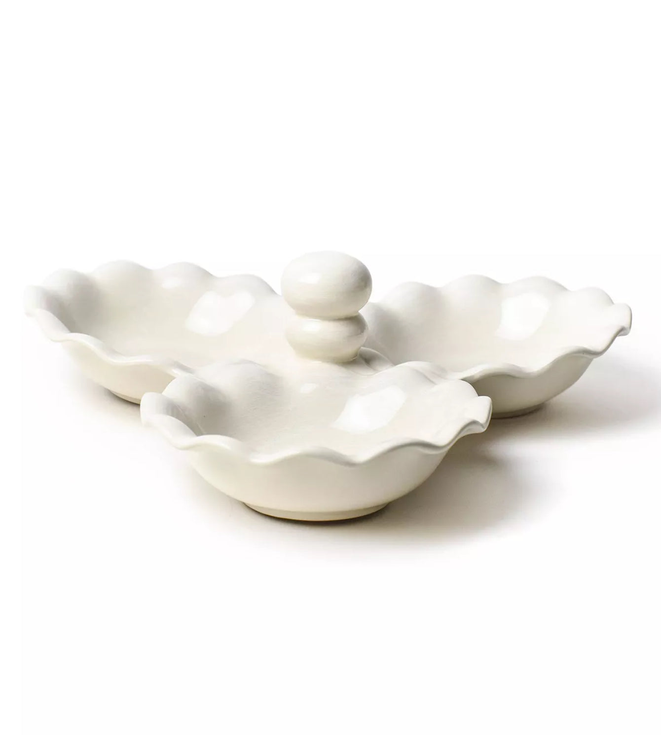 Signature Ruffle Three Bowl Server, White - Coton Colors