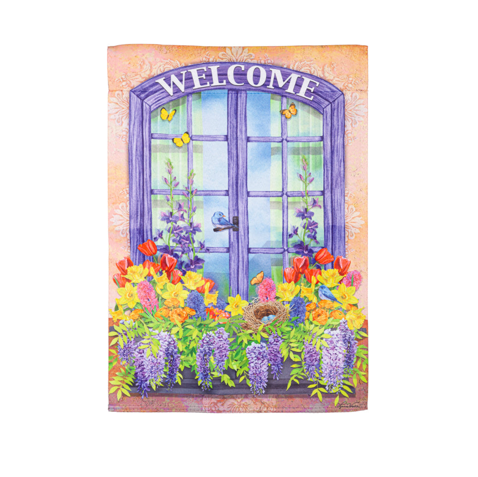 Welcome Floral Garden Flag