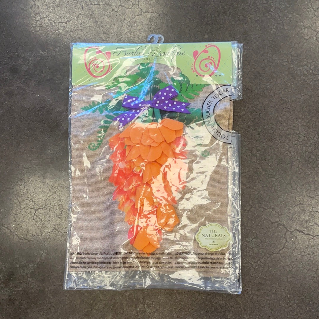 Carrot In Bloom Garden Burlap Flag