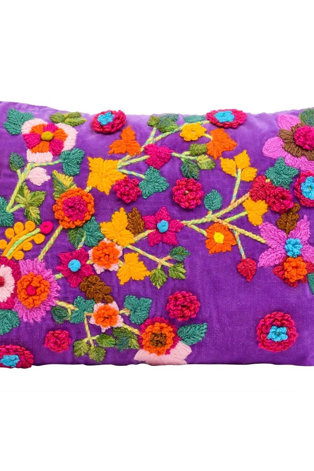 Embroidered Accent Velvet Cushion 14”x20”