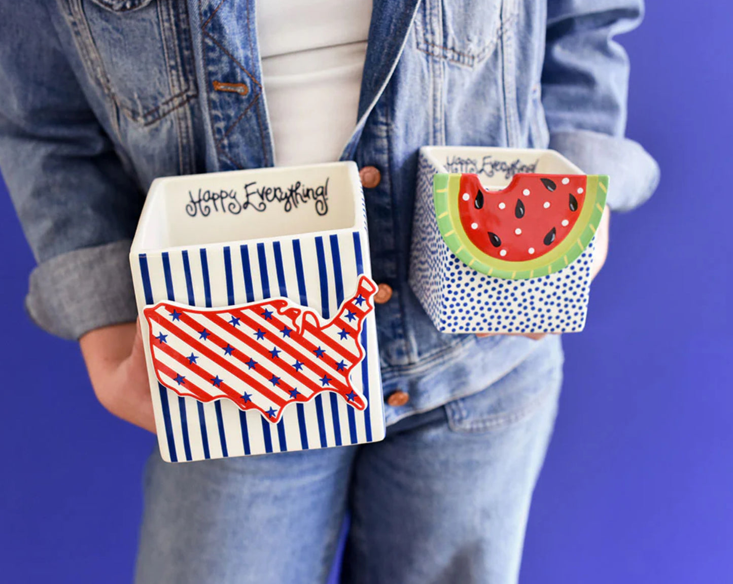 Indigo Skinny Stripe Medium Mini Nesting Cube