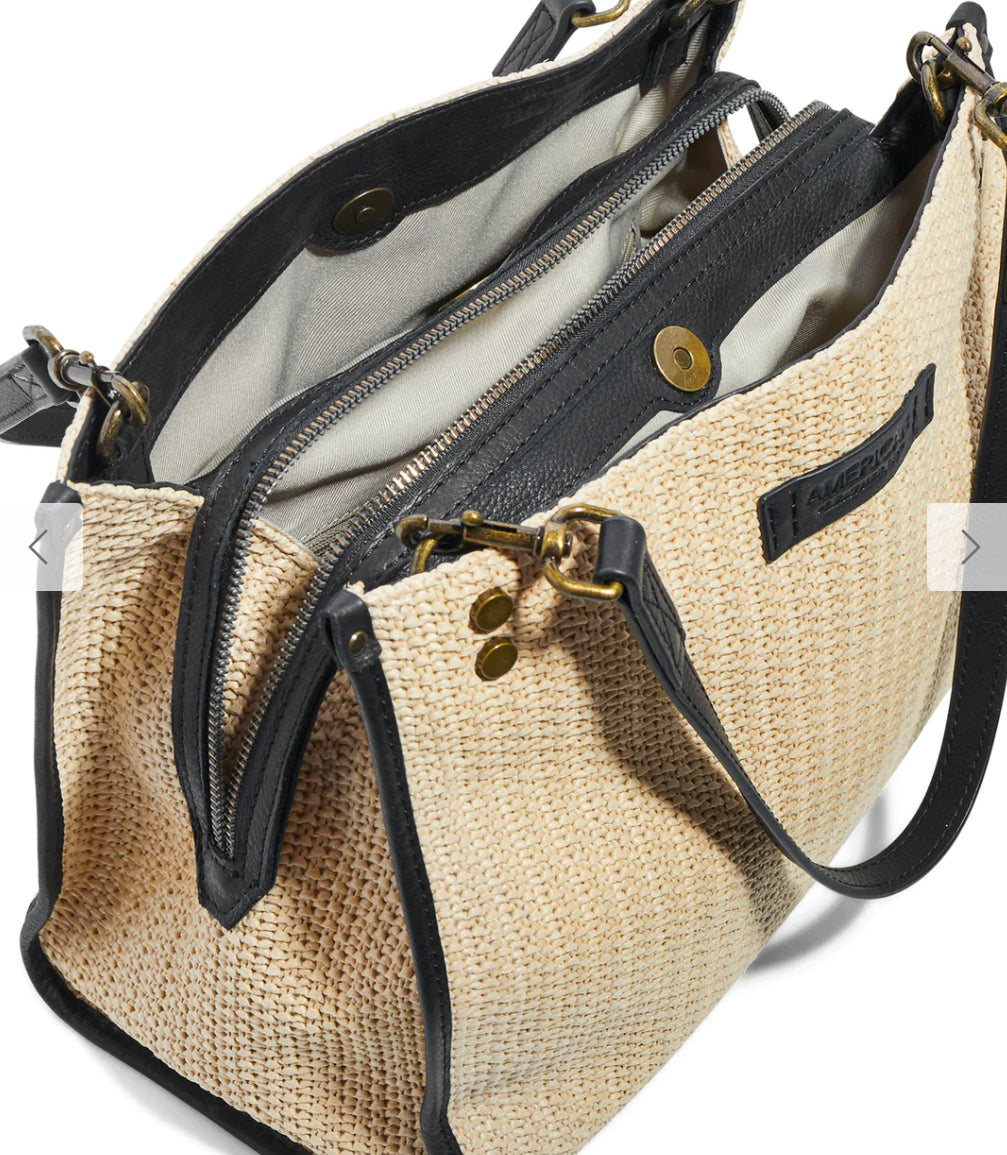 Lenox Raffia Triple Entry Satchel - Raffier with Glacier Lake
