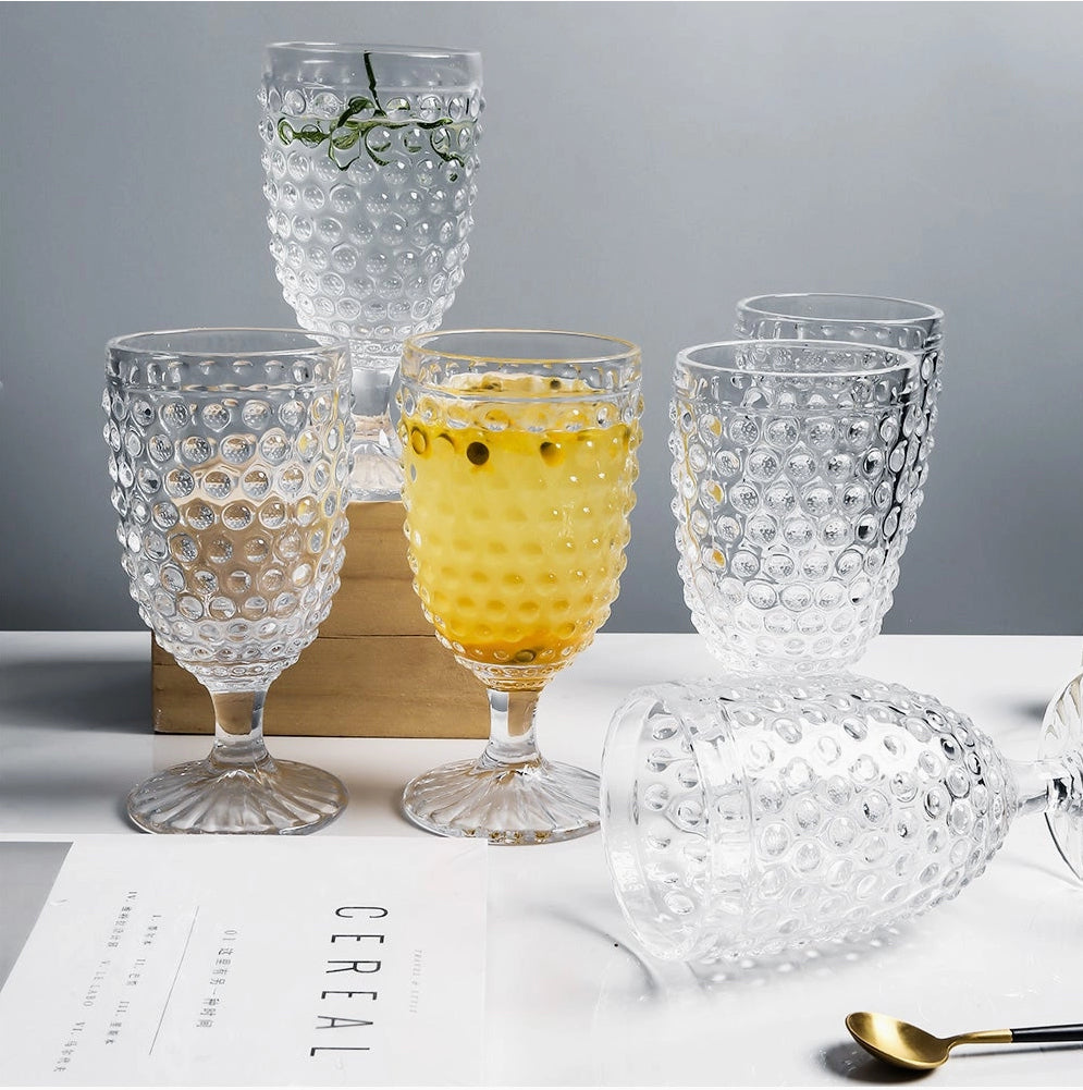 Hobnail Collection Beverage Goblet Glasses Set of 6