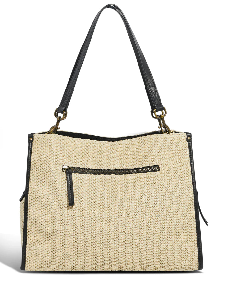Lenox Raffia Triple Entry Satchel - Raffier with Glacier Lake