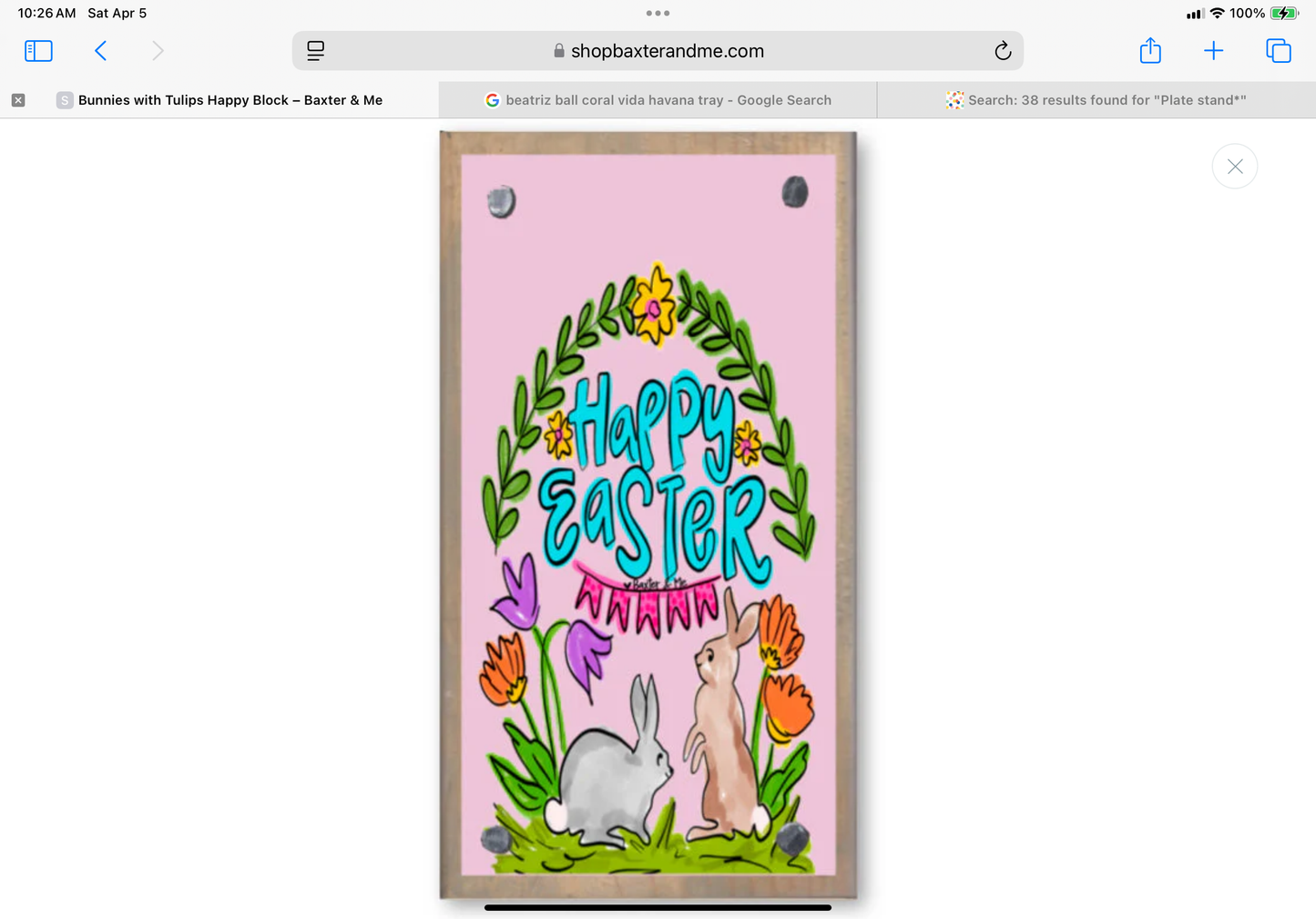 Bunnies With Tulips Happy Block