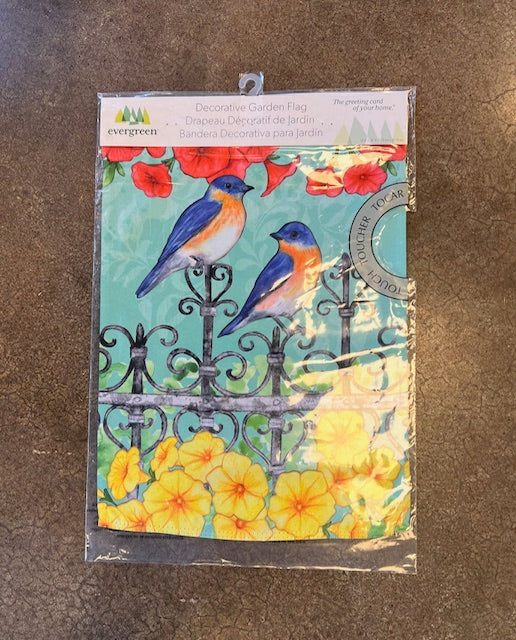 Two Birds in Spring Suede Garden Flag