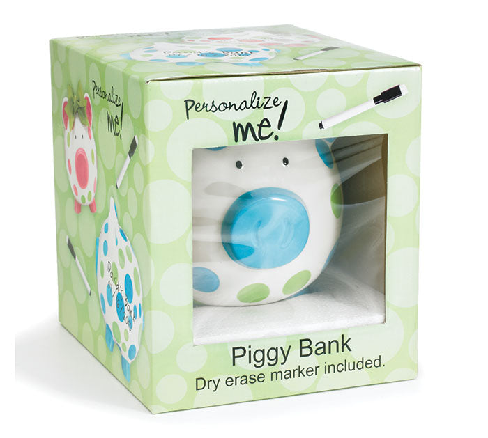 Piggy Bank Dashing Dots Blue