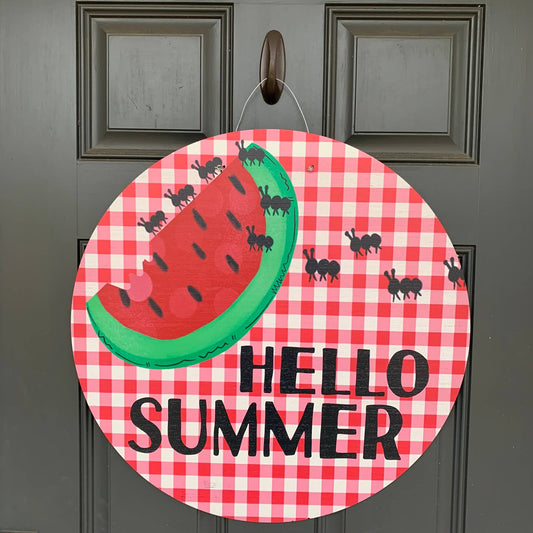 Hello Summer Picnic Door Hanger 23"