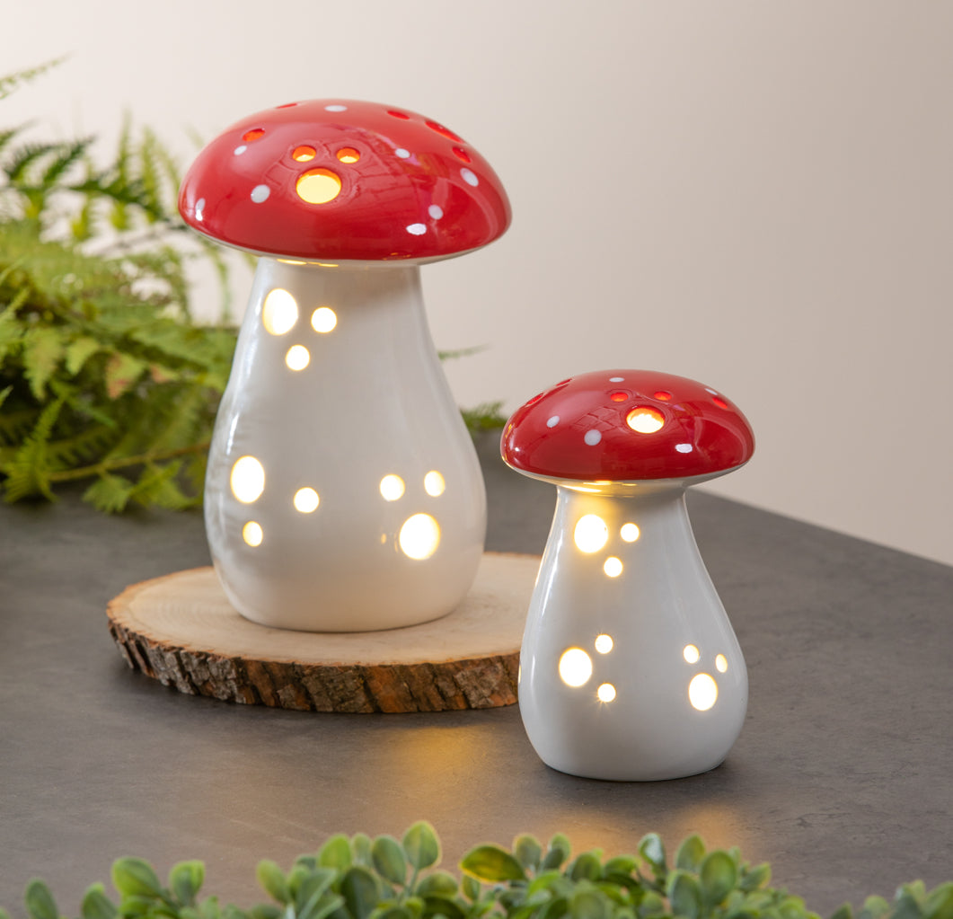 LED Mushroom Table Decor S/2