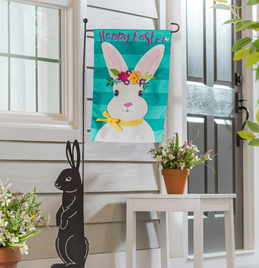 Easter Bunny Garden Burlap Flag