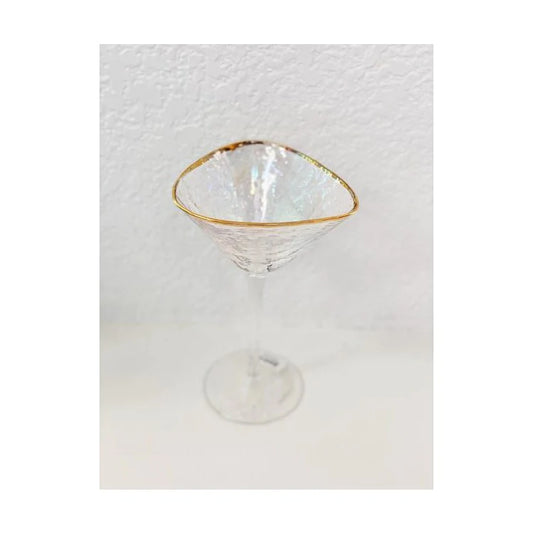 Aperitivo Triangular Martini Glass, Clear w/ Gold Rim