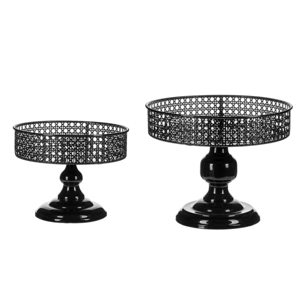 Black Weave Pedestal Stand S/2