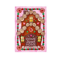 Home Sweet Home Applique Garden Flag (Pink Gingerbread)