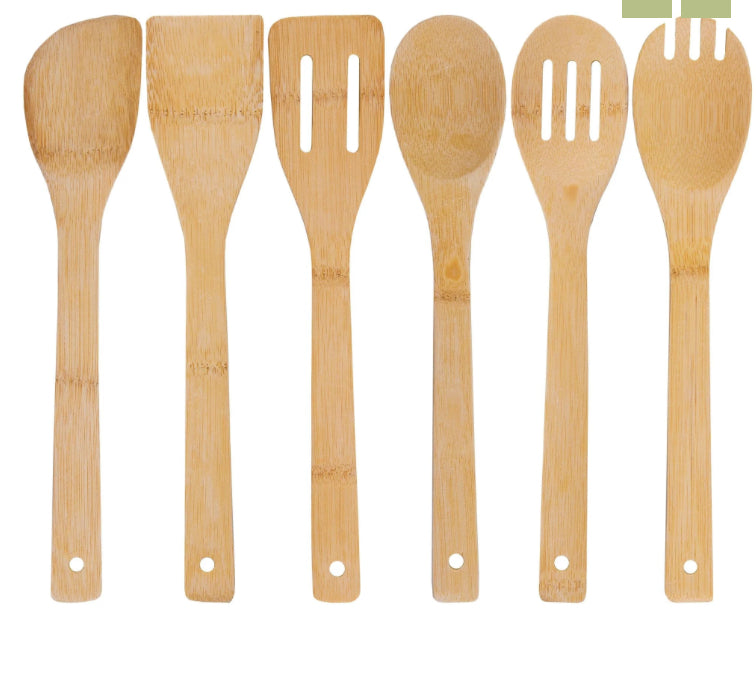 6 Piece Bamboo Utensil Set