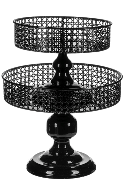 Black Weave Pedestal Stand S/2