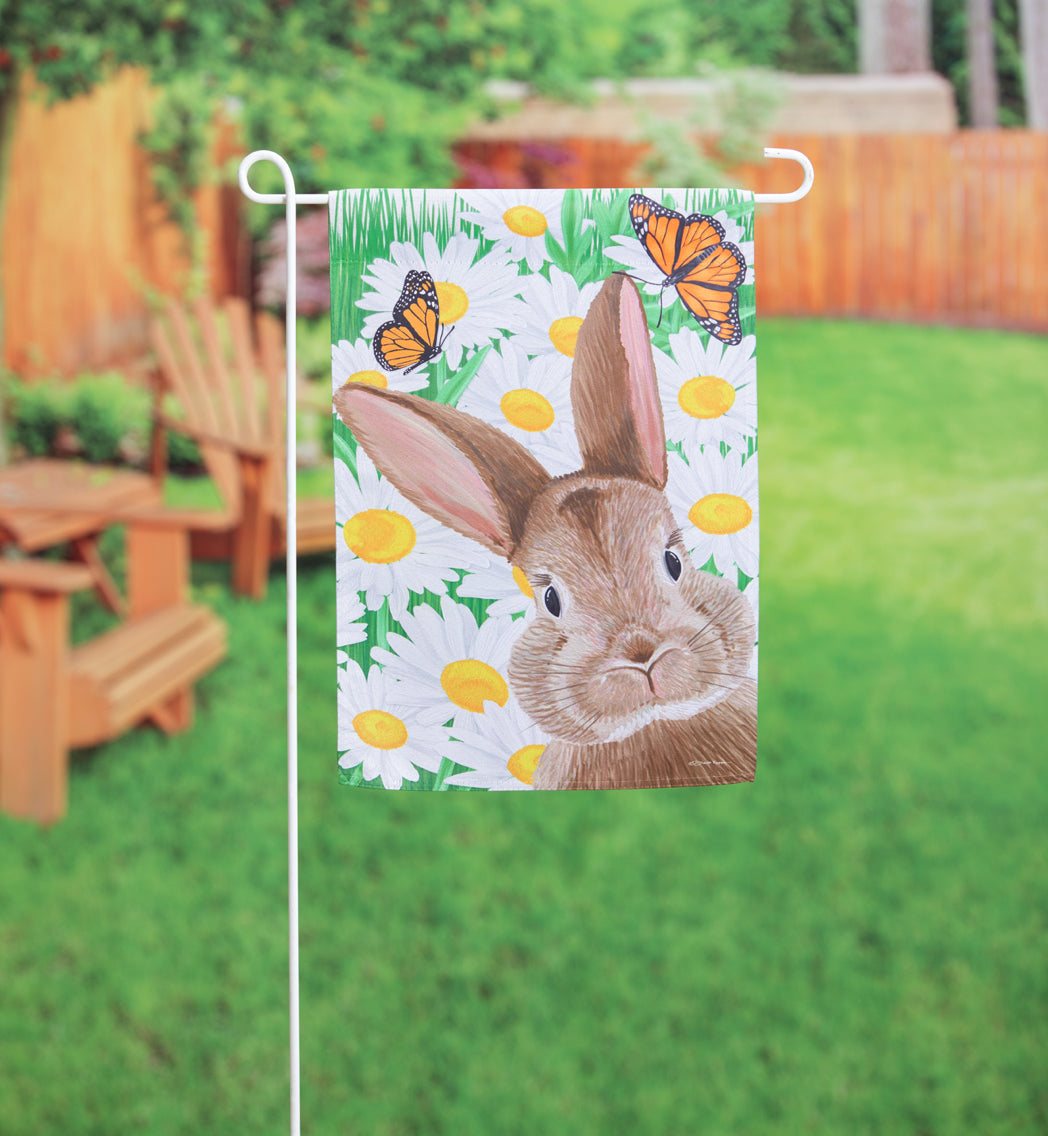 Hello Bunny Suede Garden Flag