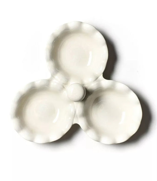 Signature Ruffle Three Bowl Server, White - Coton Colors