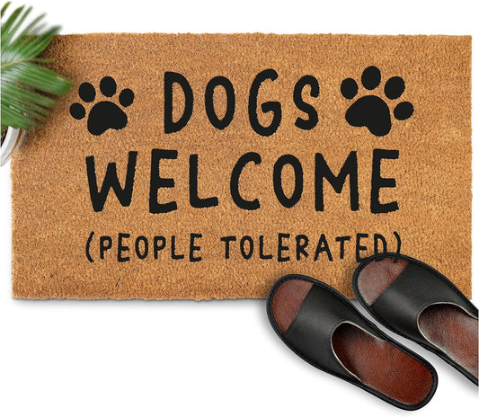 Dogs Welcome, People Tolerated Coir Mat