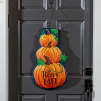 Fall Stacked Pumpkin/Winter Snowman Double Sided Estate Door Decor