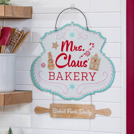 Metal Hanging Mrs. Claus' Bakery Sign