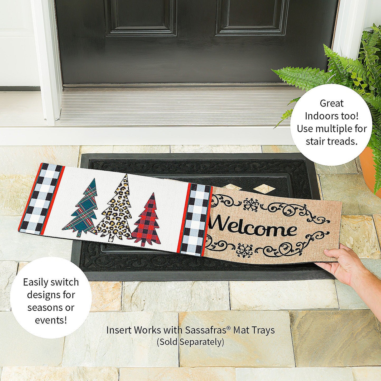 Mixed Print Christmas Trees Sassafras Insert Mat