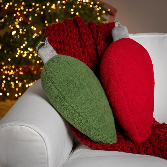 7.5" x 20.5" Shaped Pillow, Christmas Bulb