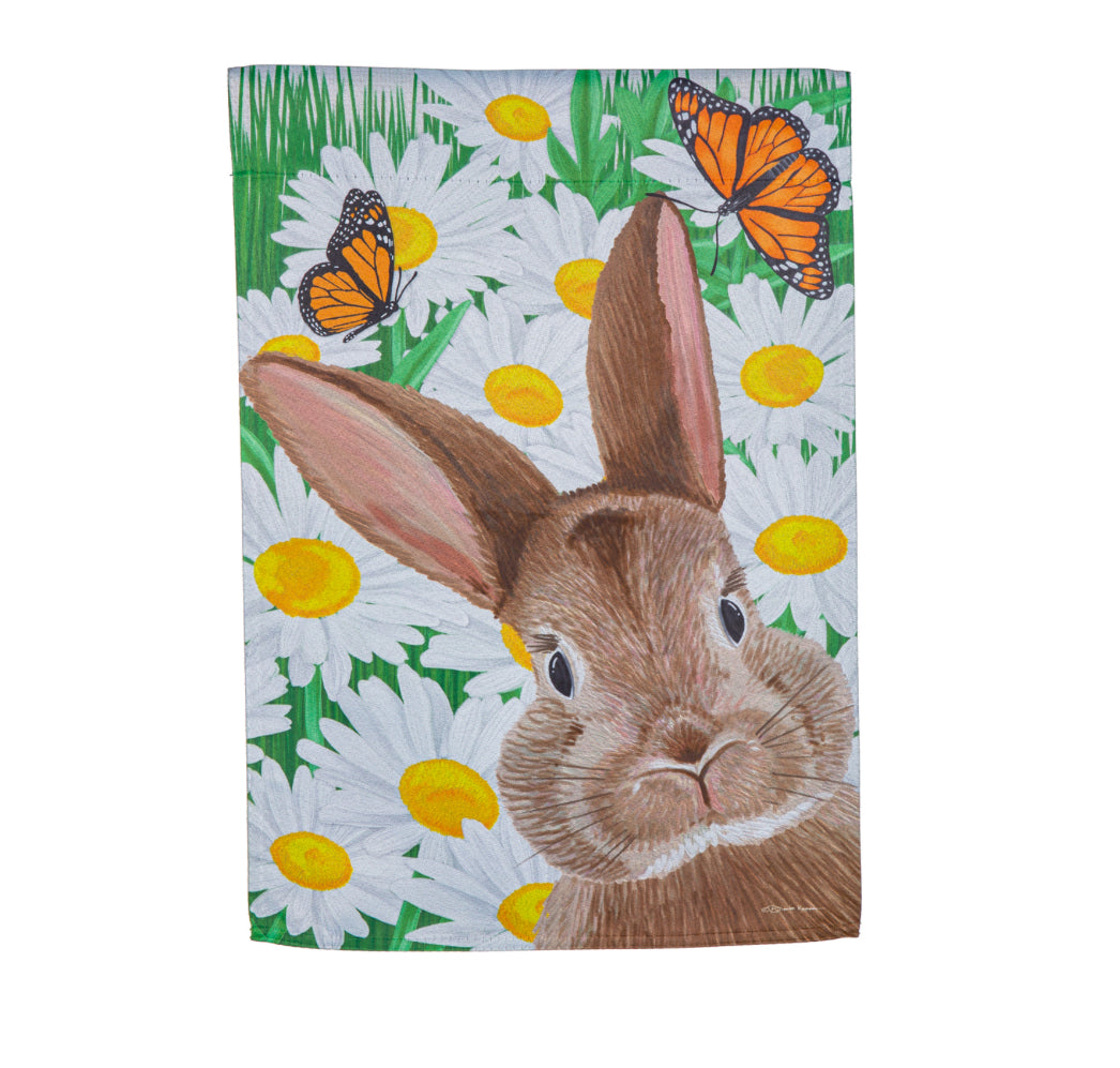 Hello Bunny Suede Garden Flag