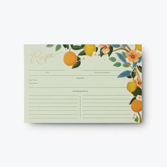 Pack of Twelve Citrus Grove Recipe Cards