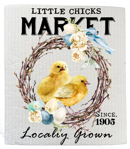 Easter Little Chicks Market Tea Towel