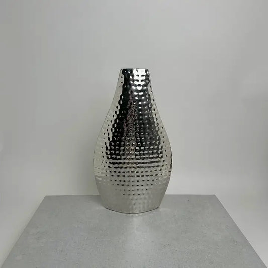 Elegant Silver Slim Hammered Vase