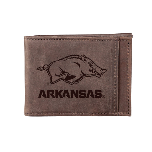 University of Arkansas Front Pocket Wallet w/ RFID Blocking, Brown