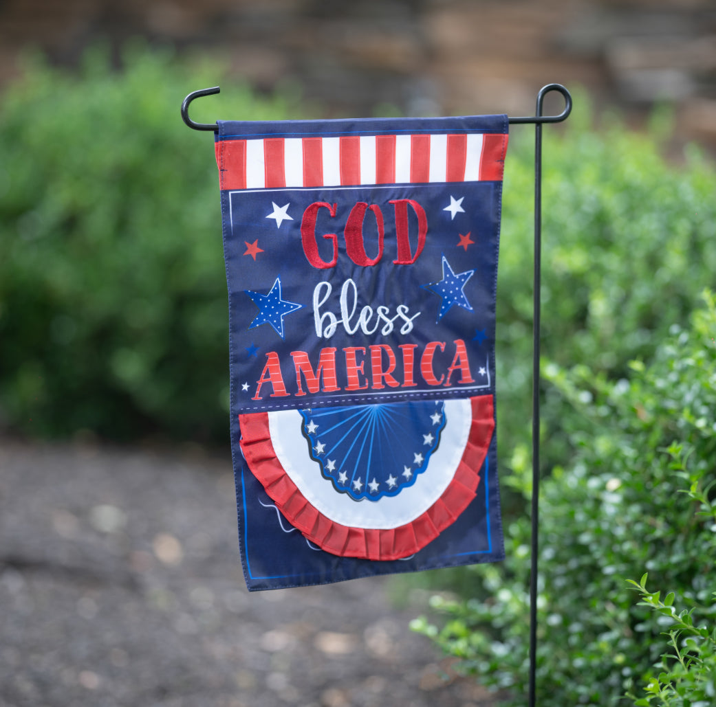 Patriotic God Bless America Appliqué Garden Flag