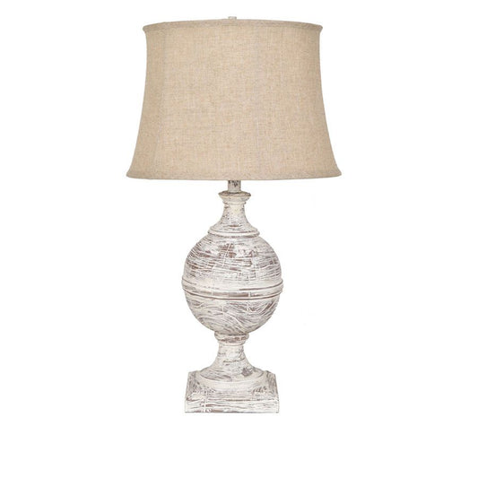 Crestview Collection Post Knob Whitewashed Table Lamp