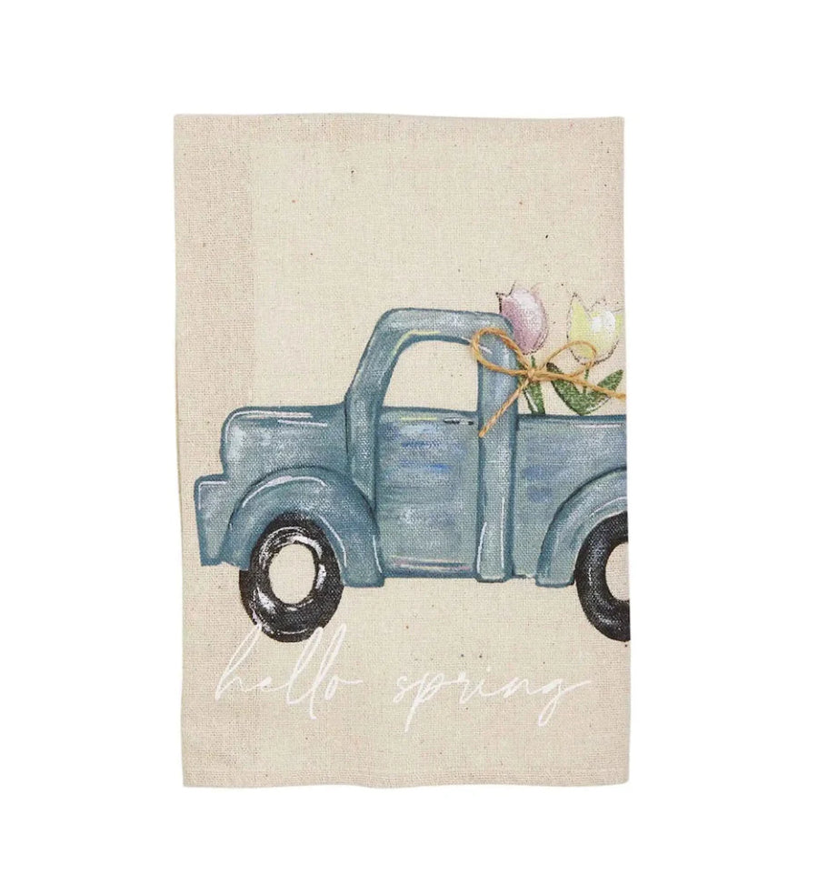 Spring Truck Painted Tea Towel