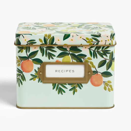 Citrus Floral Tin Recipe Box