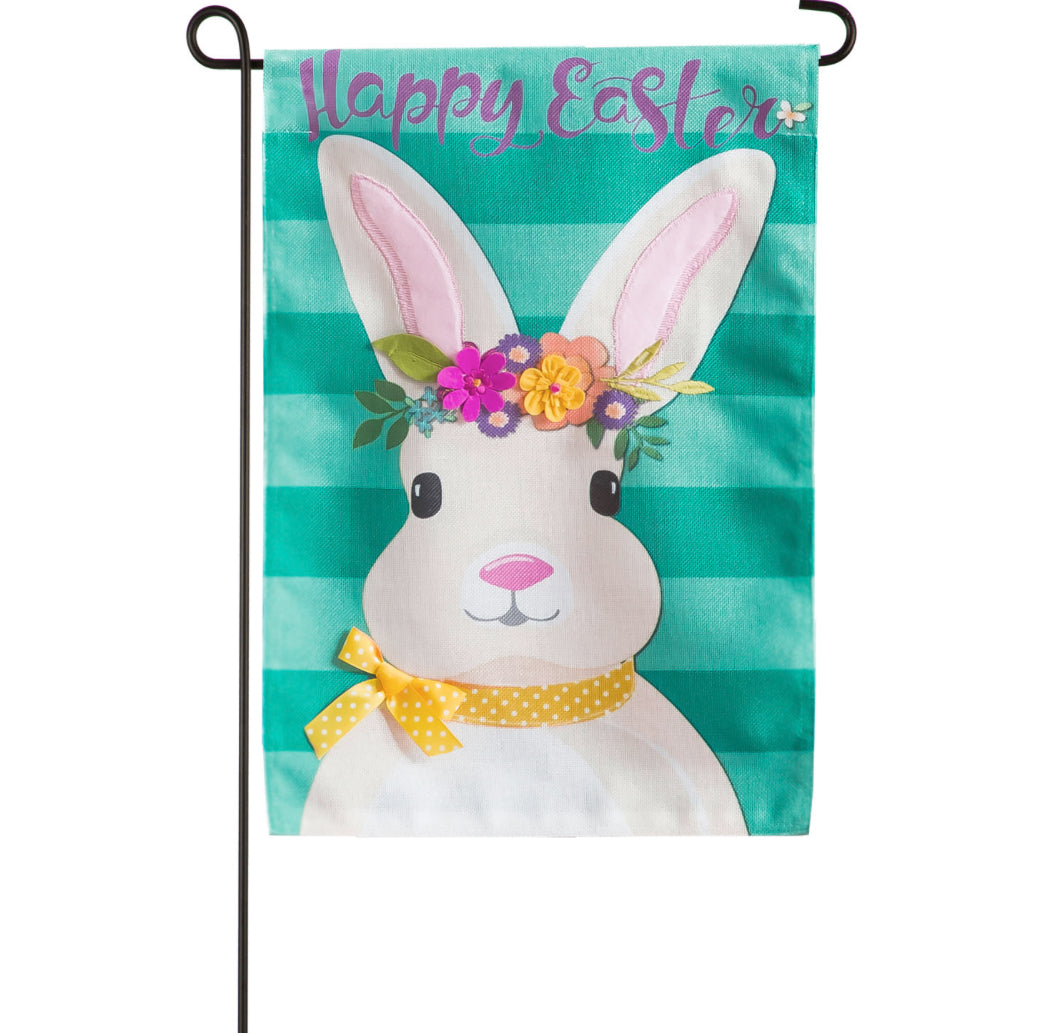 Easter Bunny Garden Burlap Flag