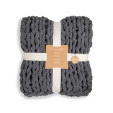 Chunky Knit Throw Blanket, Charcoal