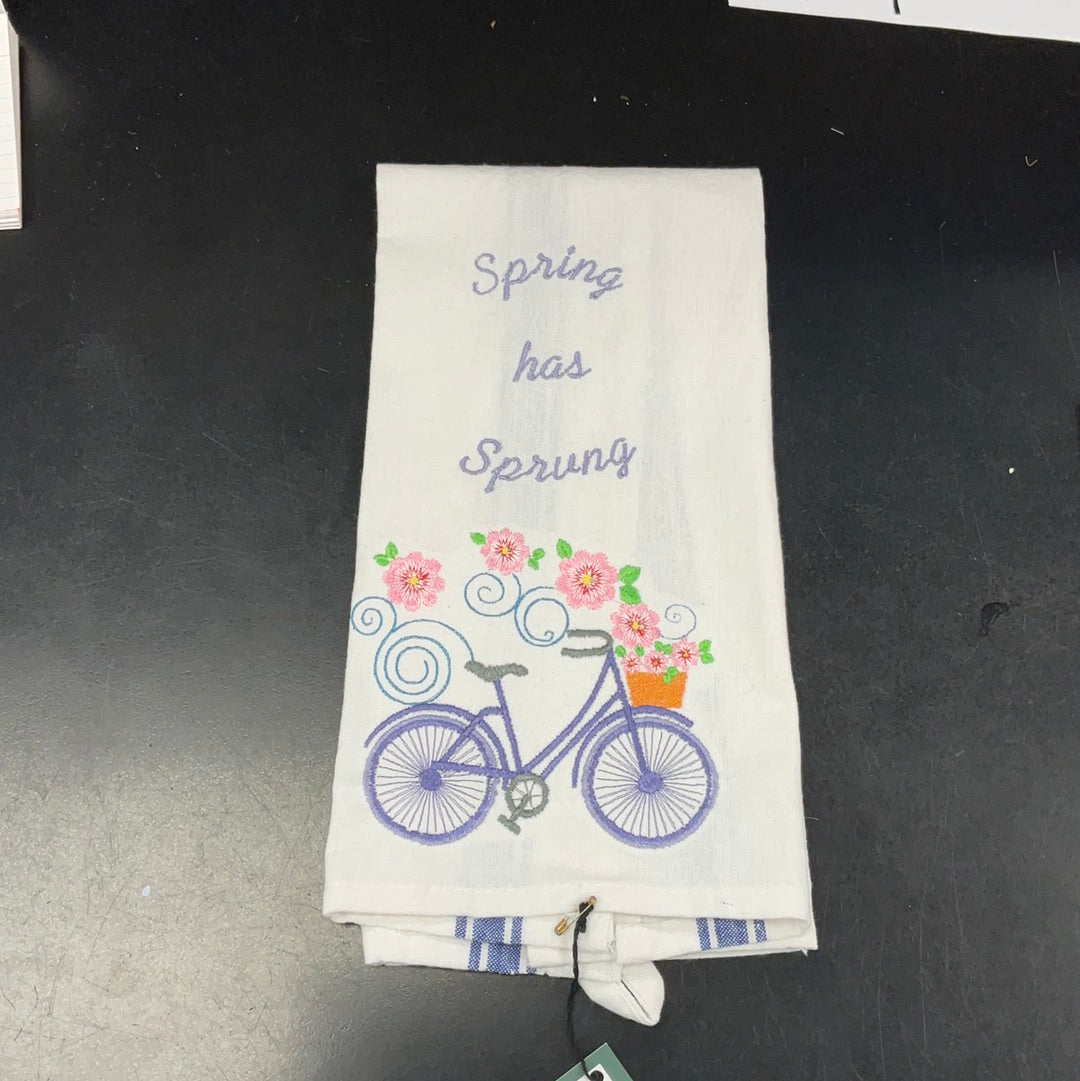 Spring Bike Embroidered Towel