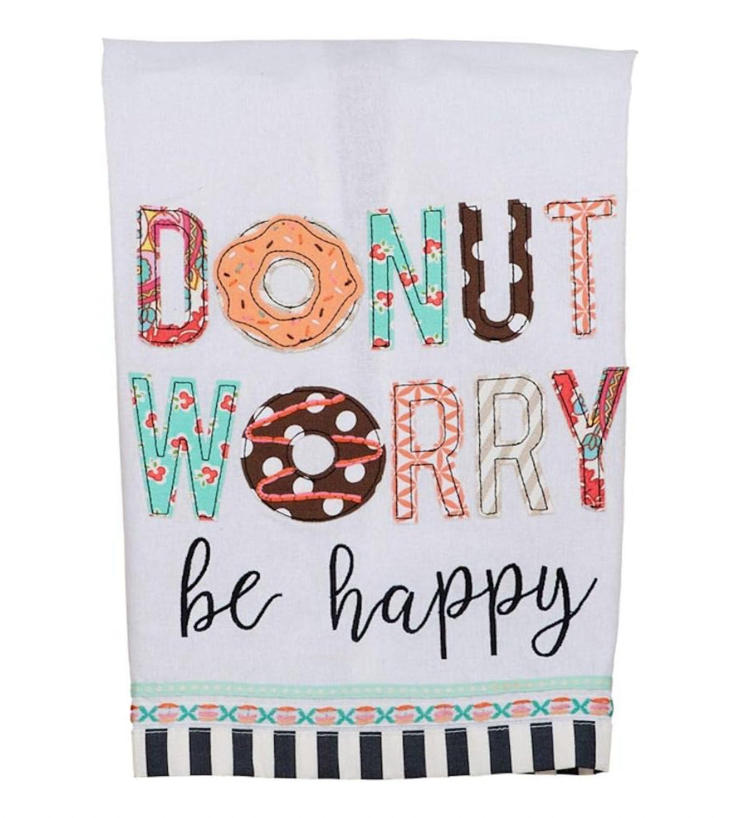 Donut Worry Be Happy Tea Towel