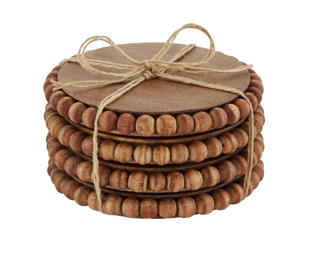 Beaded Wood Coaster Set - MudPie