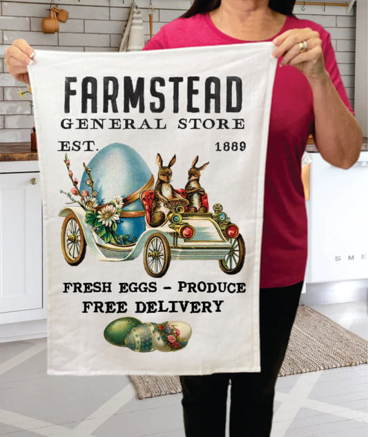 Easter Farm Fresh Eggs Tea Towel