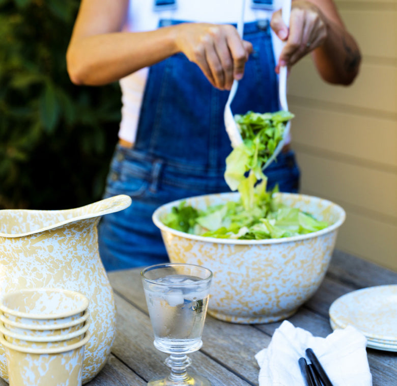 Black Splatter Large Salad Bowl