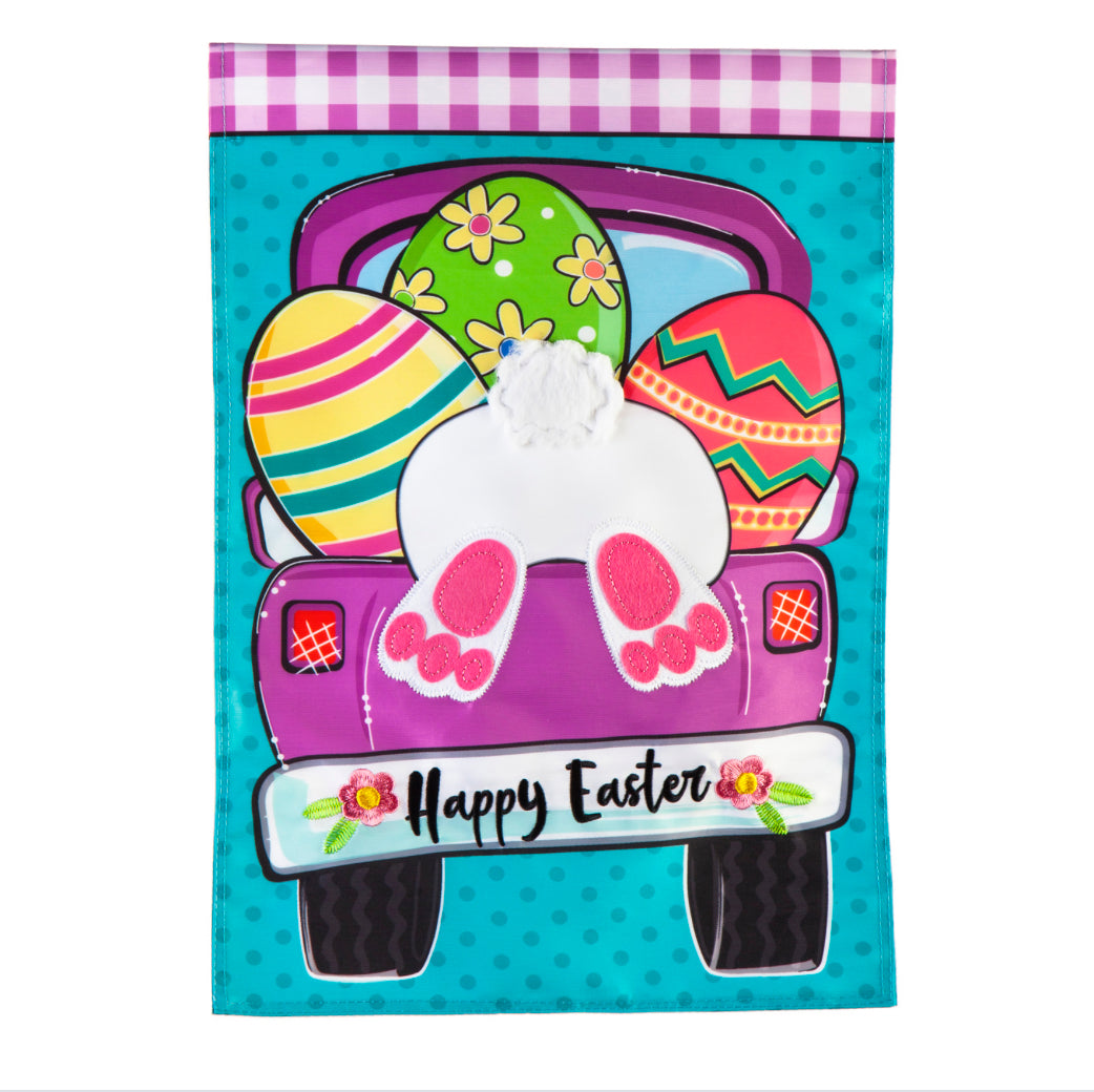 Easter Truck Bunny Bottom Garden Flag