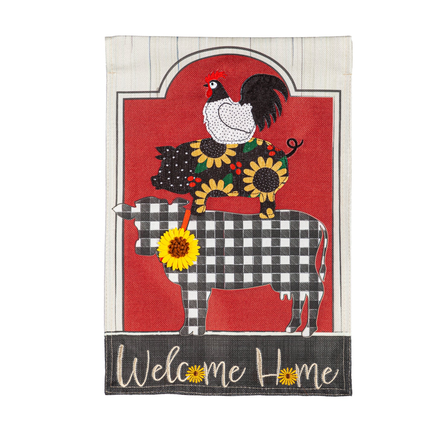 Farm Friends Burlap Garden Flag