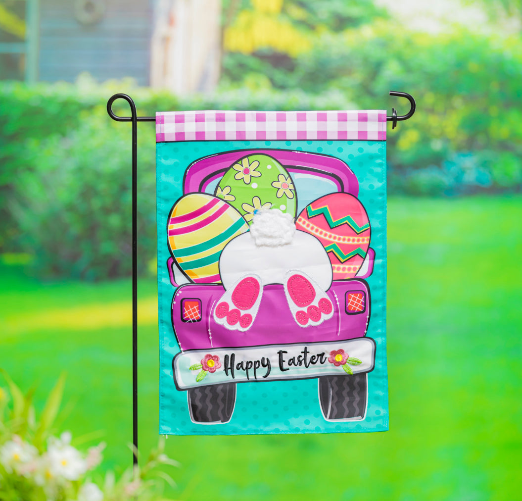 Easter Truck Bunny Bottom Garden Flag