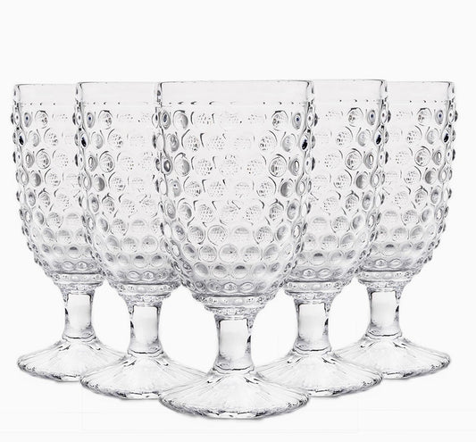 Hobnail Collection Beverage Goblet Glasses Set of 6