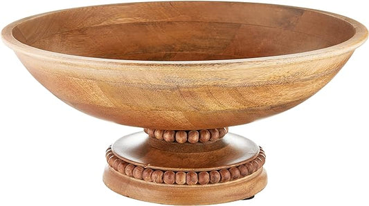 Mud Pie Beaded Brown Wood Pedestal