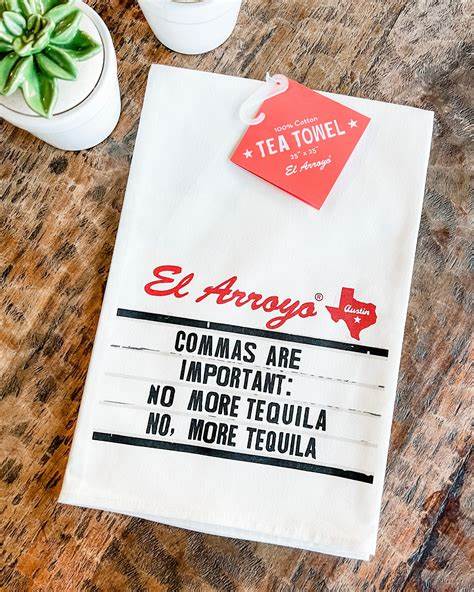 Commas Are Important Tea Towel